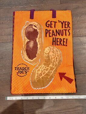 NWT Trader Joe's "Peanut Bag" Reusable Grocery Tote -Peanut Butter Theme
